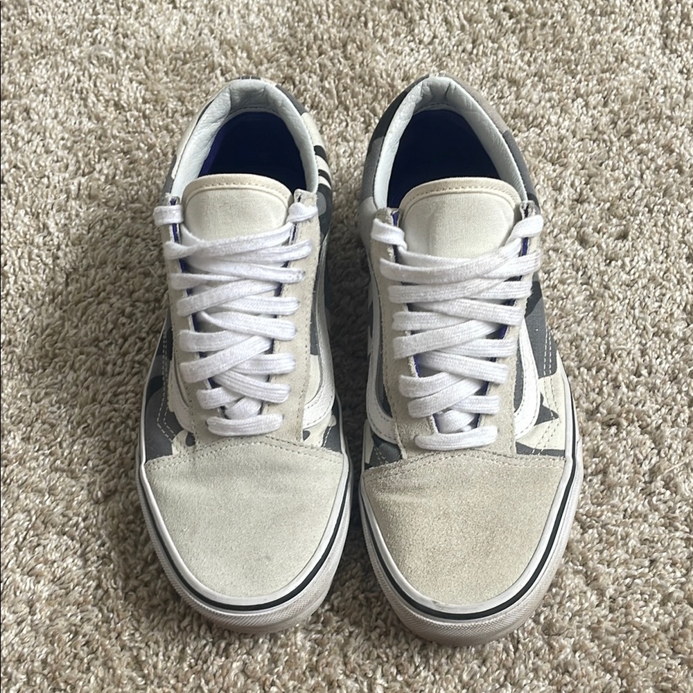 Van’s Men's White and Gray Camo Sneakers